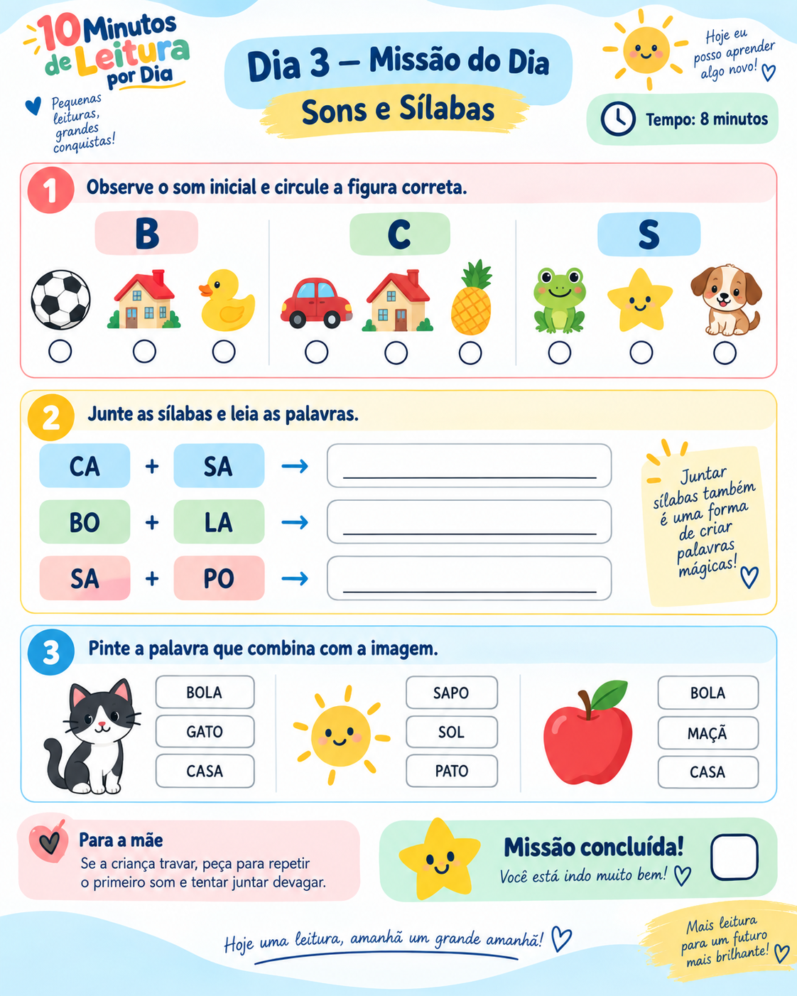 Atividade do dia 3 sobre sons e sílabas